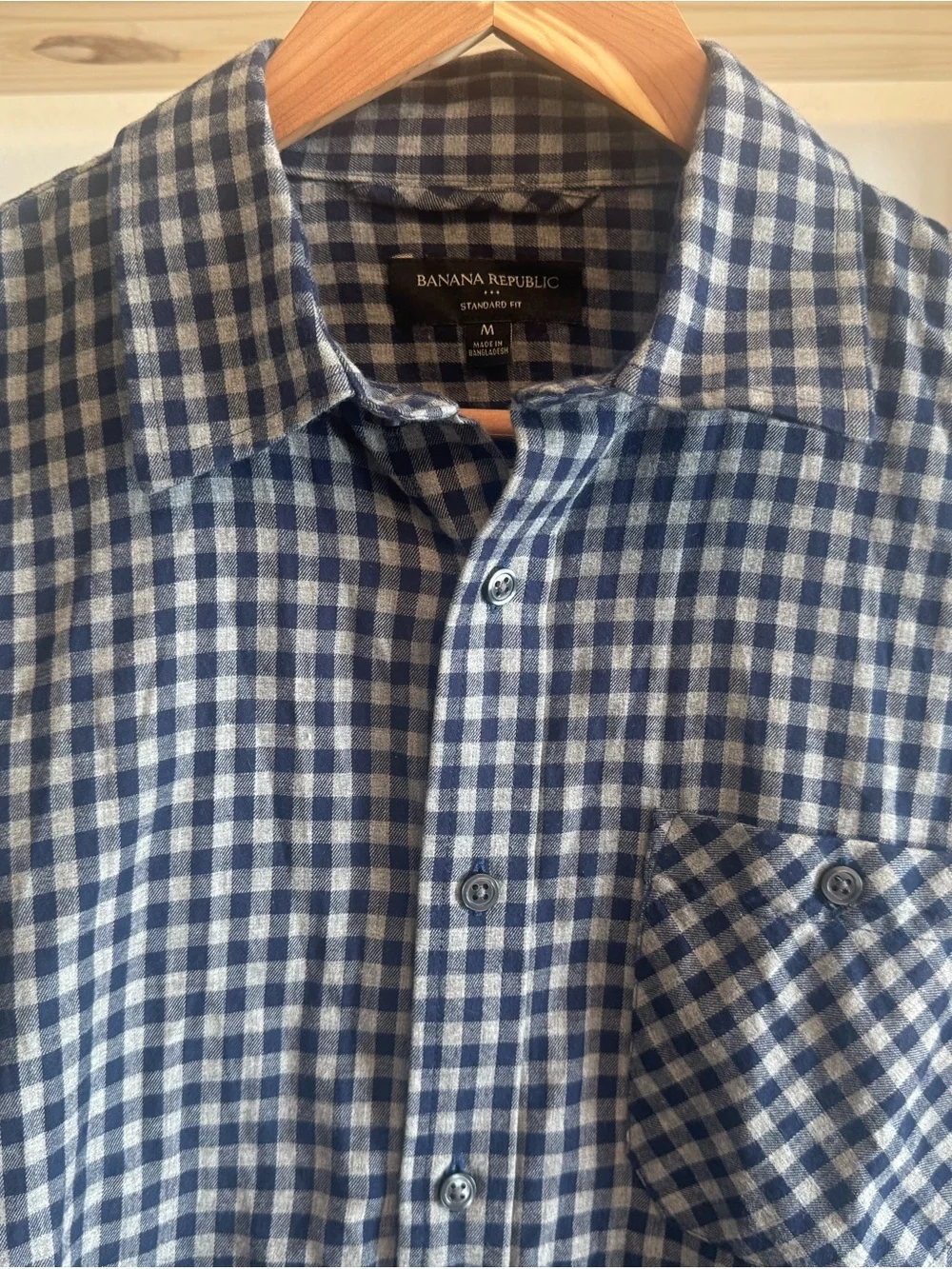 Banana Republic Navy and White Gingham Button-Down Shirt